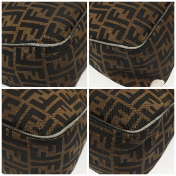 FENDI Zucca Canvas Shoulder Bag Black Brown gold Auth 141407 - Picture 14 of 16